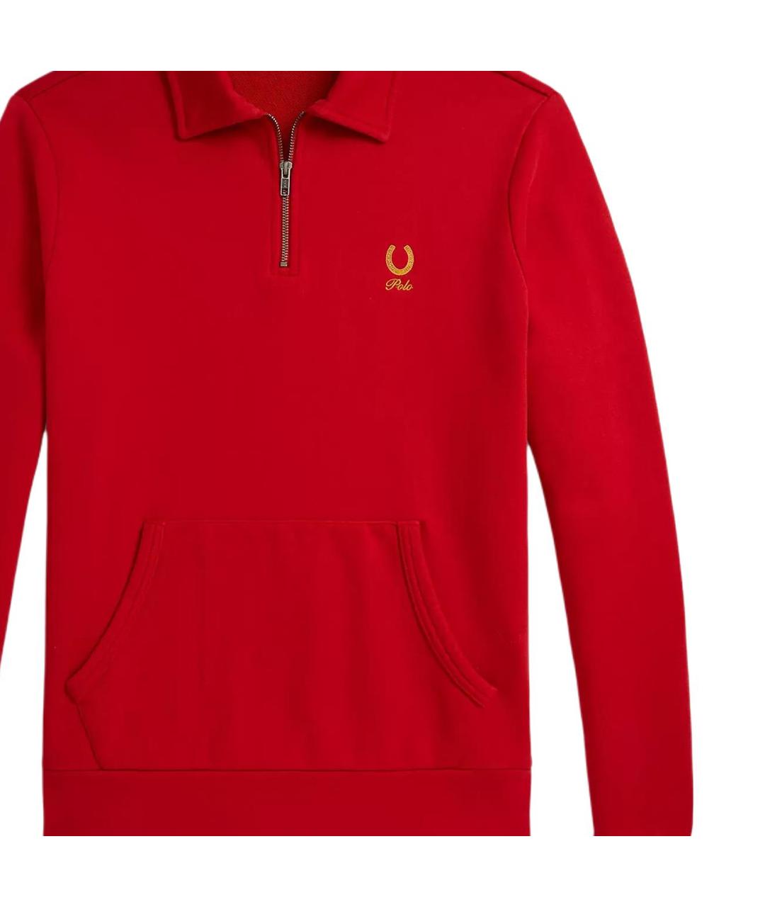 POLO RALPH LAUREN Красное хлопковое поло с длинным рукавом, фото 4