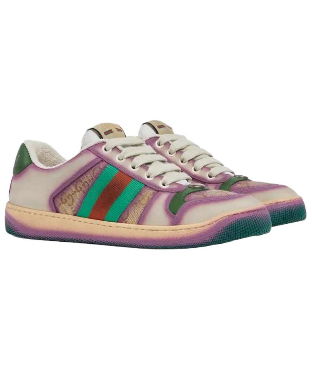 GUCCI Фиолетовые кожаные кроссовки, фото 2