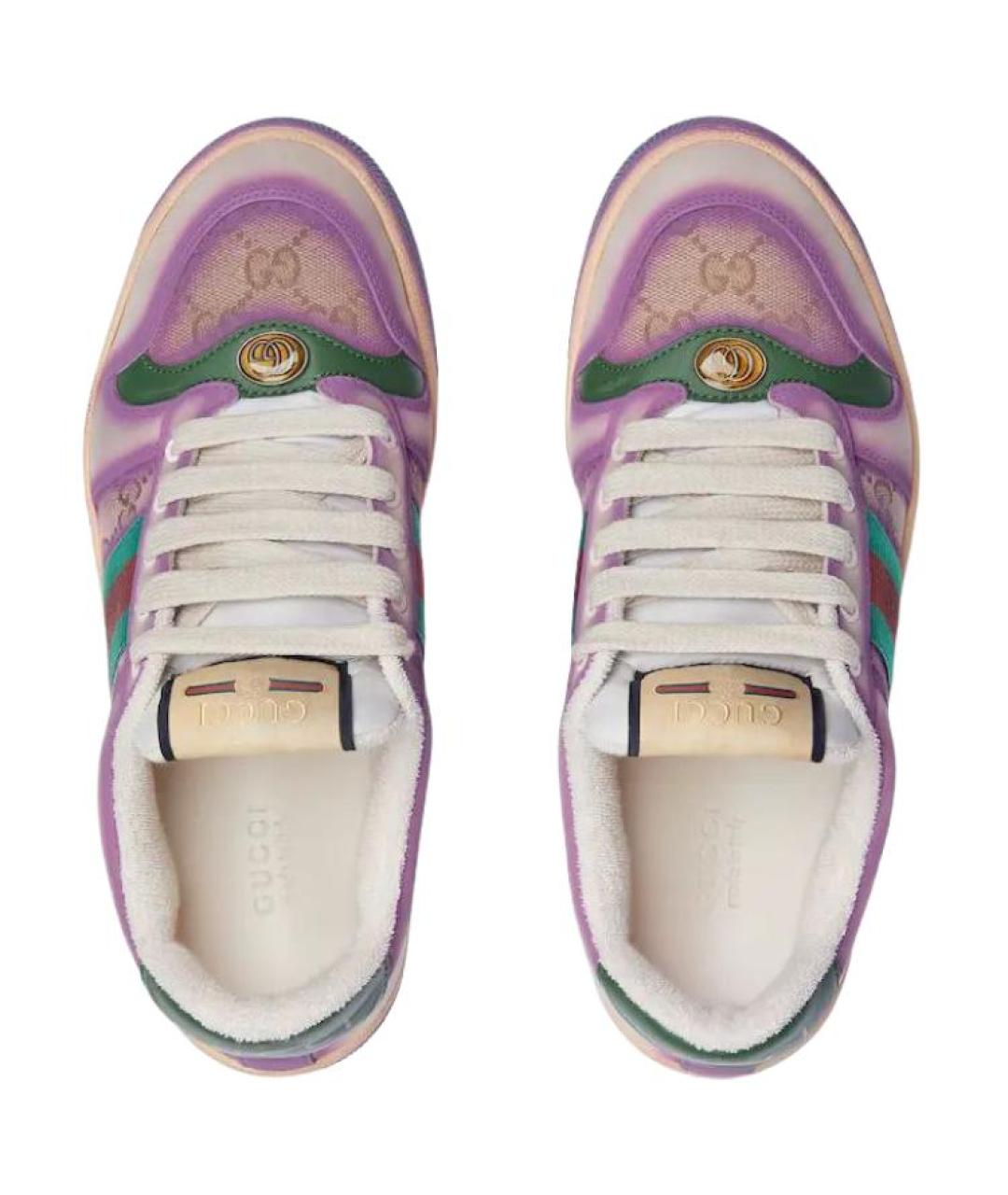 GUCCI Фиолетовые кожаные кроссовки, фото 3