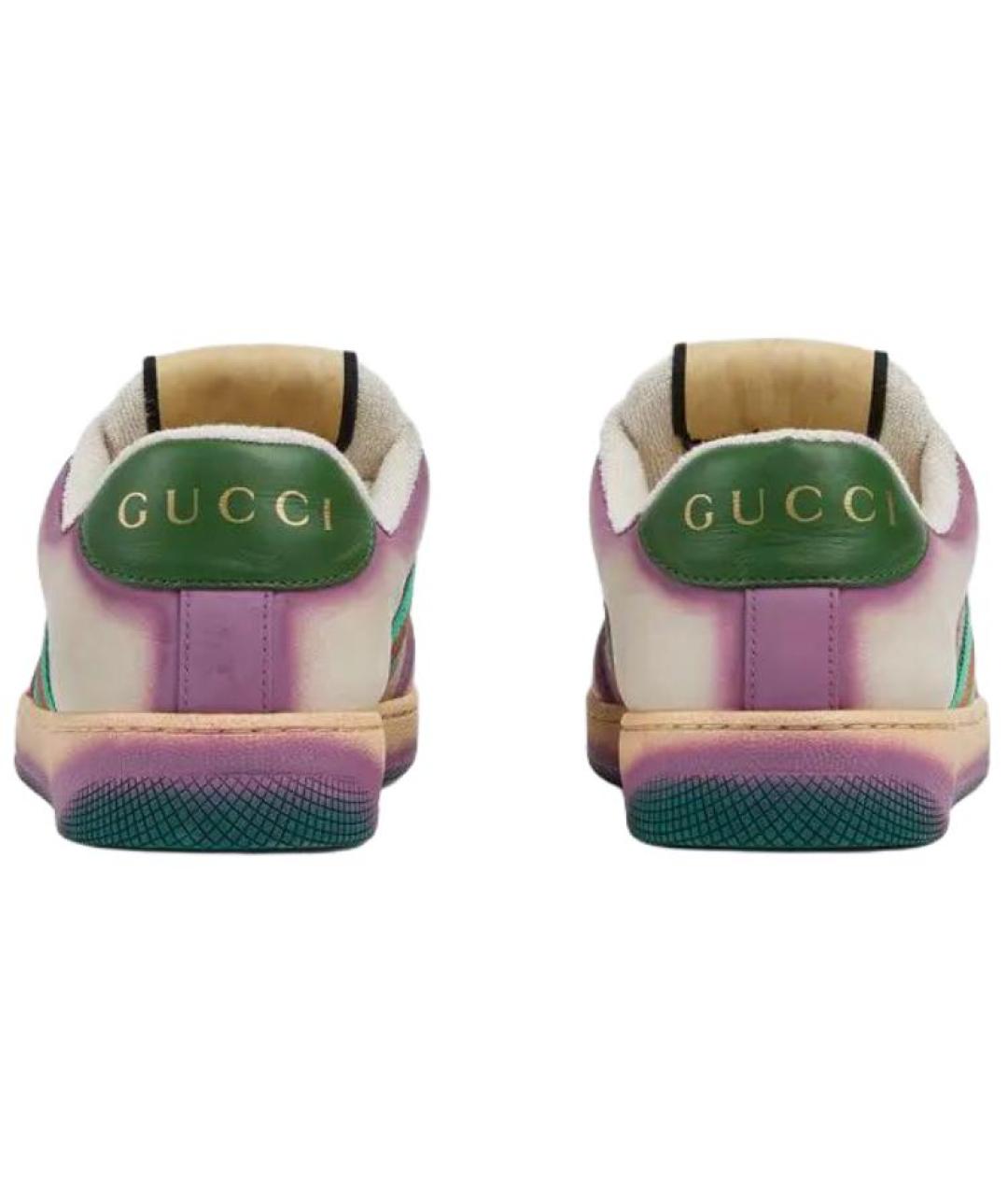 GUCCI Фиолетовые кожаные кроссовки, фото 4
