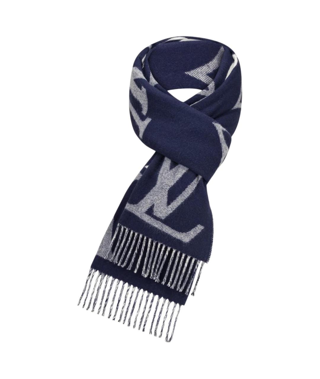 LOUIS VUITTON Темно-синий кашемировый шарф, фото 3