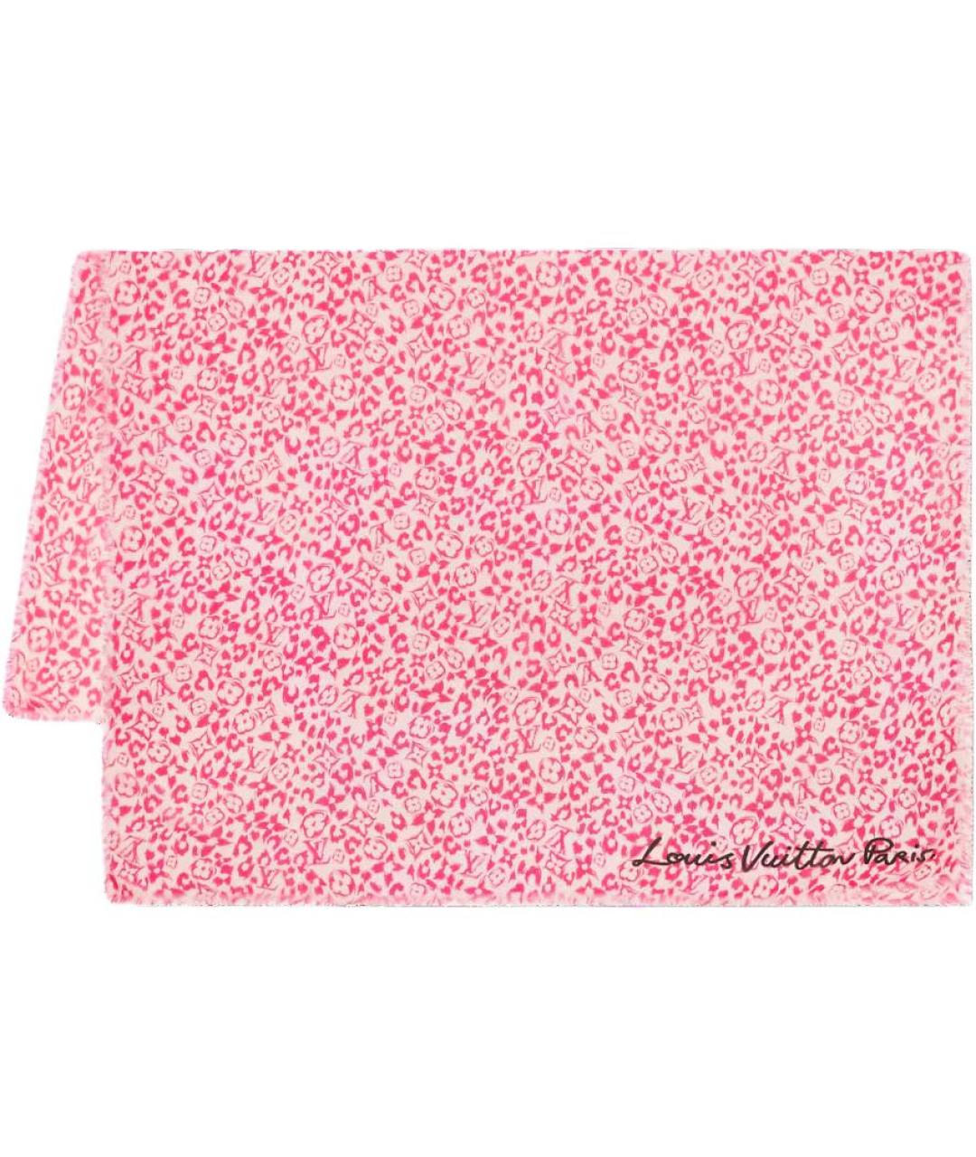 LOUIS VUITTON Розовый шерстяной платок, фото 3