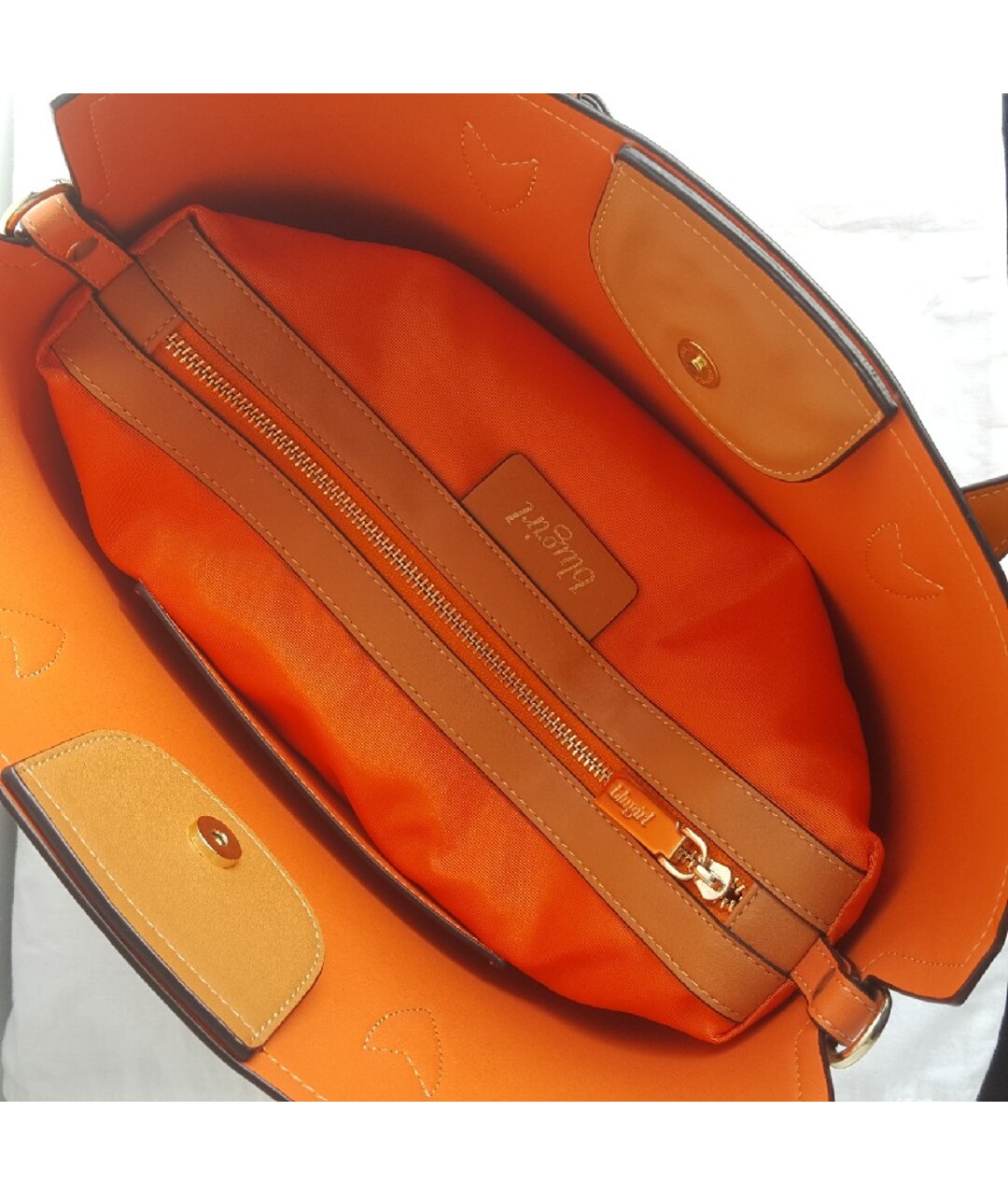 BLUGIRL Оранжевая сумка тоут из искусственной кожи, фото 7