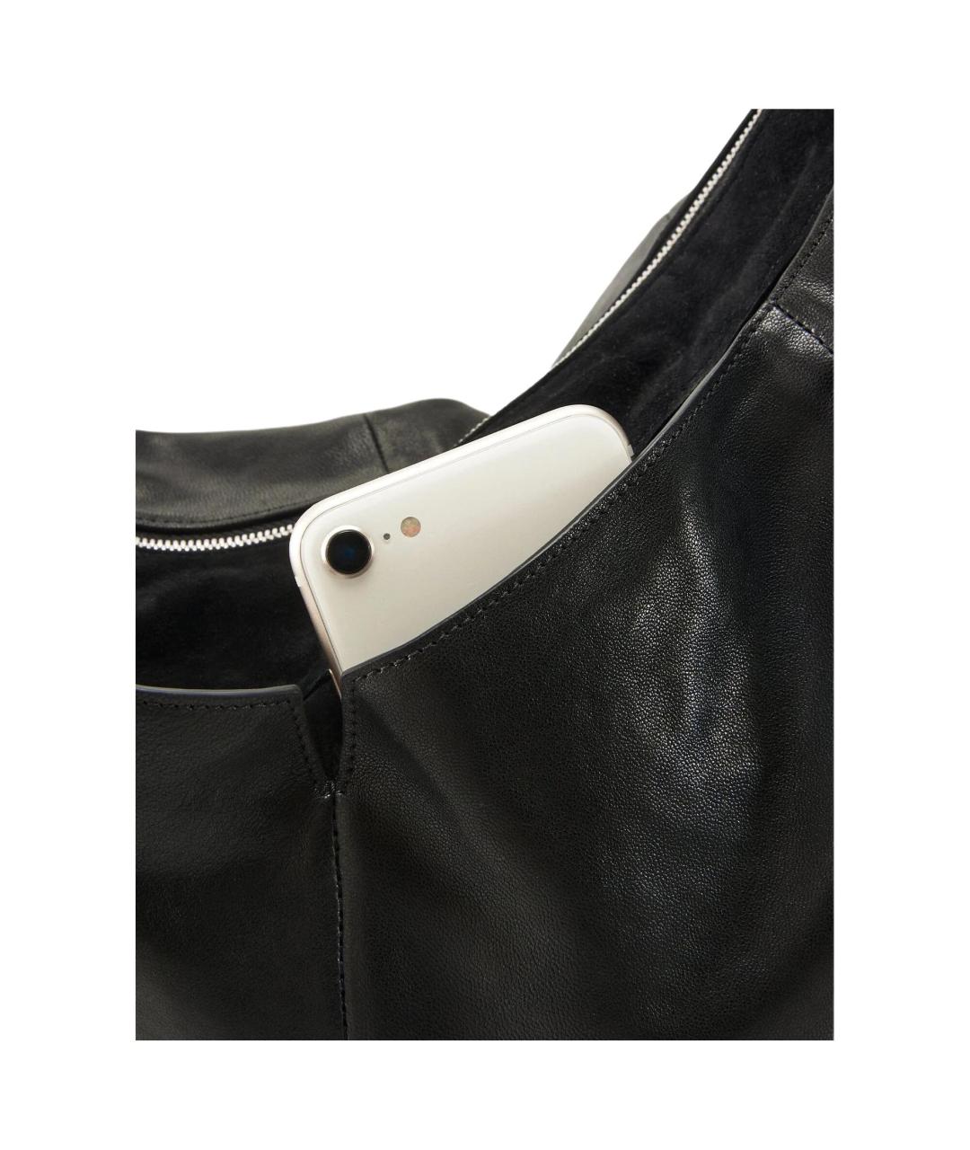 SONGMONT Черная кожаная сумка через плечо, фото 3