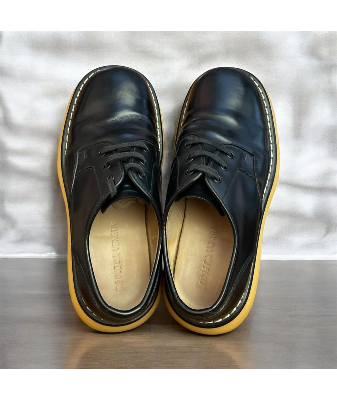 BOTTEGA VENETA Черные кожаные низкие ботинки, фото 3