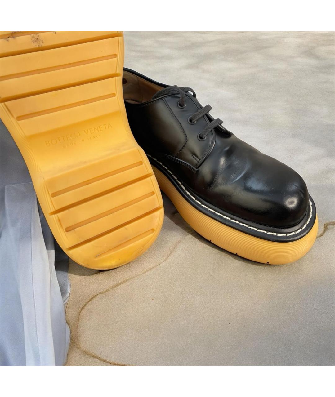BOTTEGA VENETA Черные кожаные низкие ботинки, фото 6