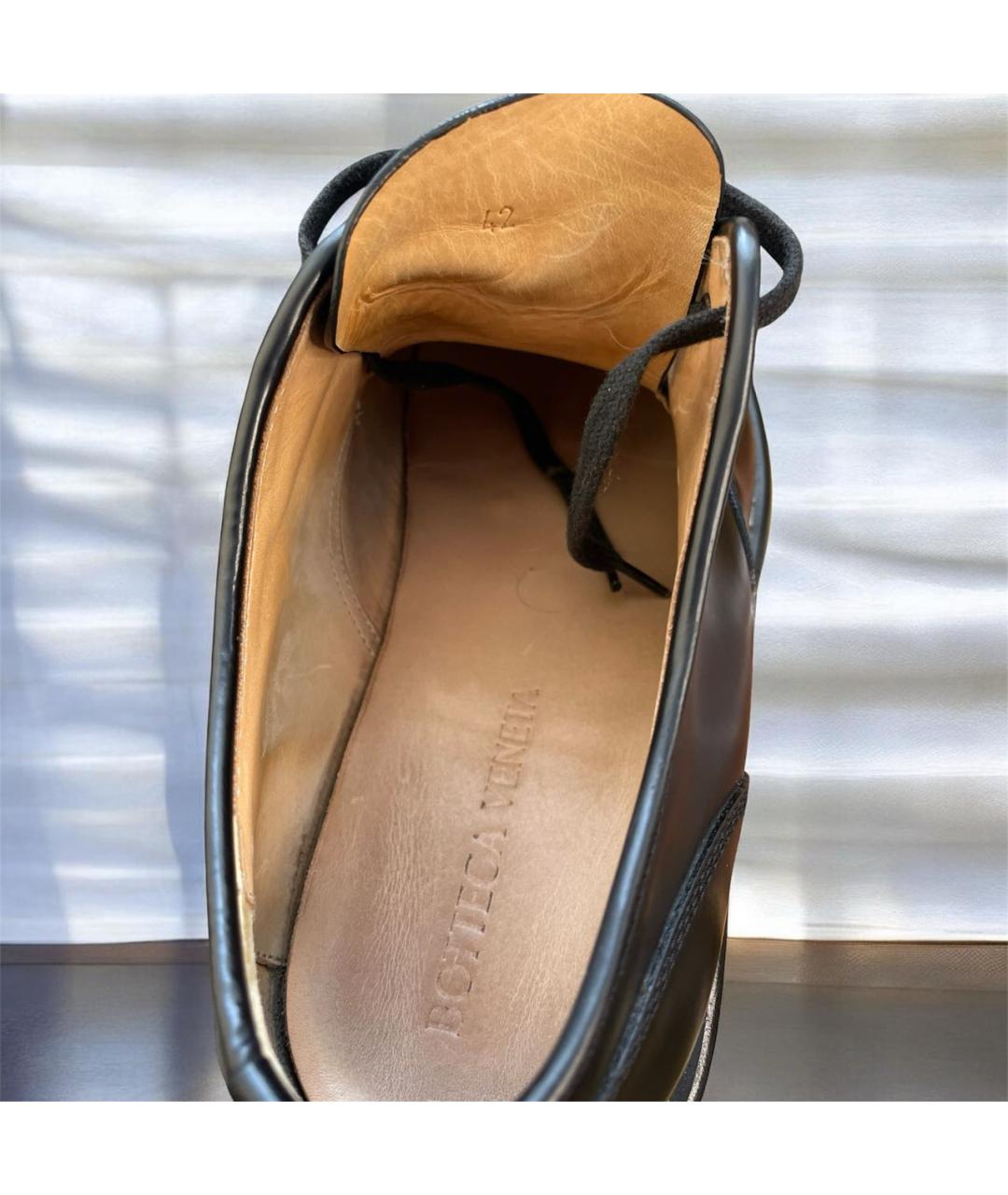 BOTTEGA VENETA Черные кожаные низкие ботинки, фото 5