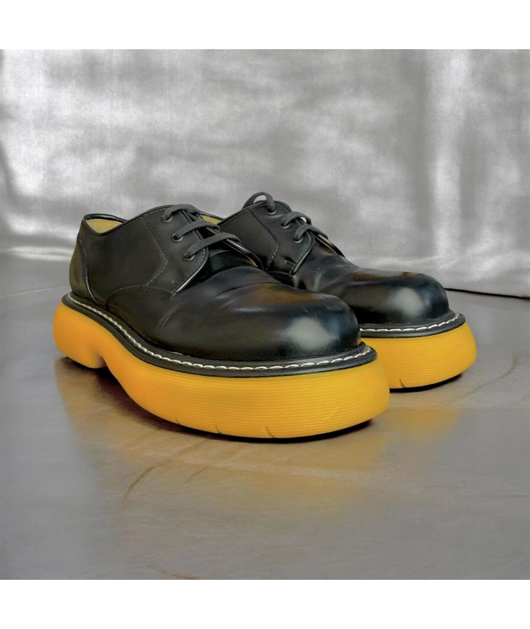 BOTTEGA VENETA Черные кожаные низкие ботинки, фото 8