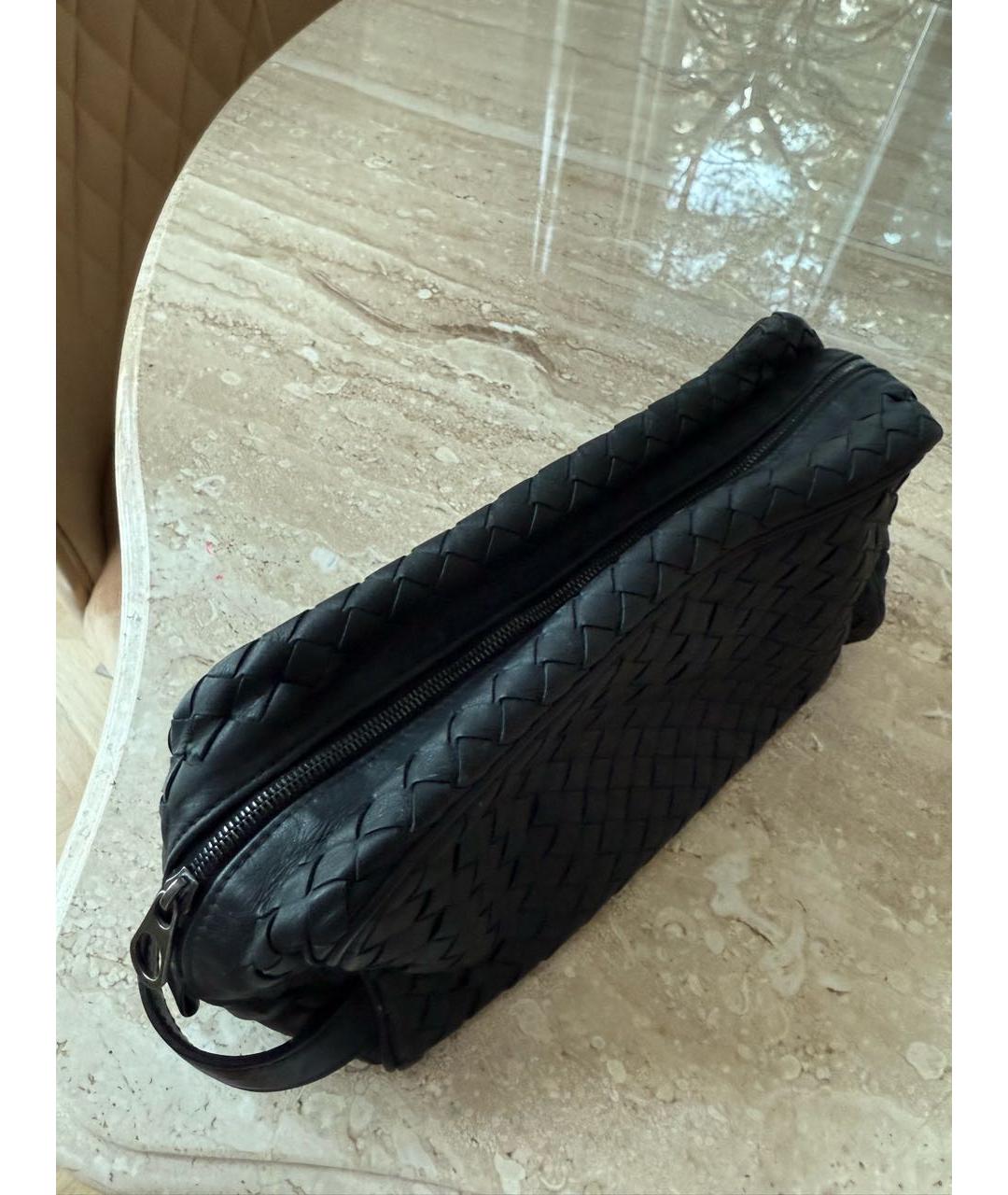BOTTEGA VENETA Черная кожаная косметичка, фото 3