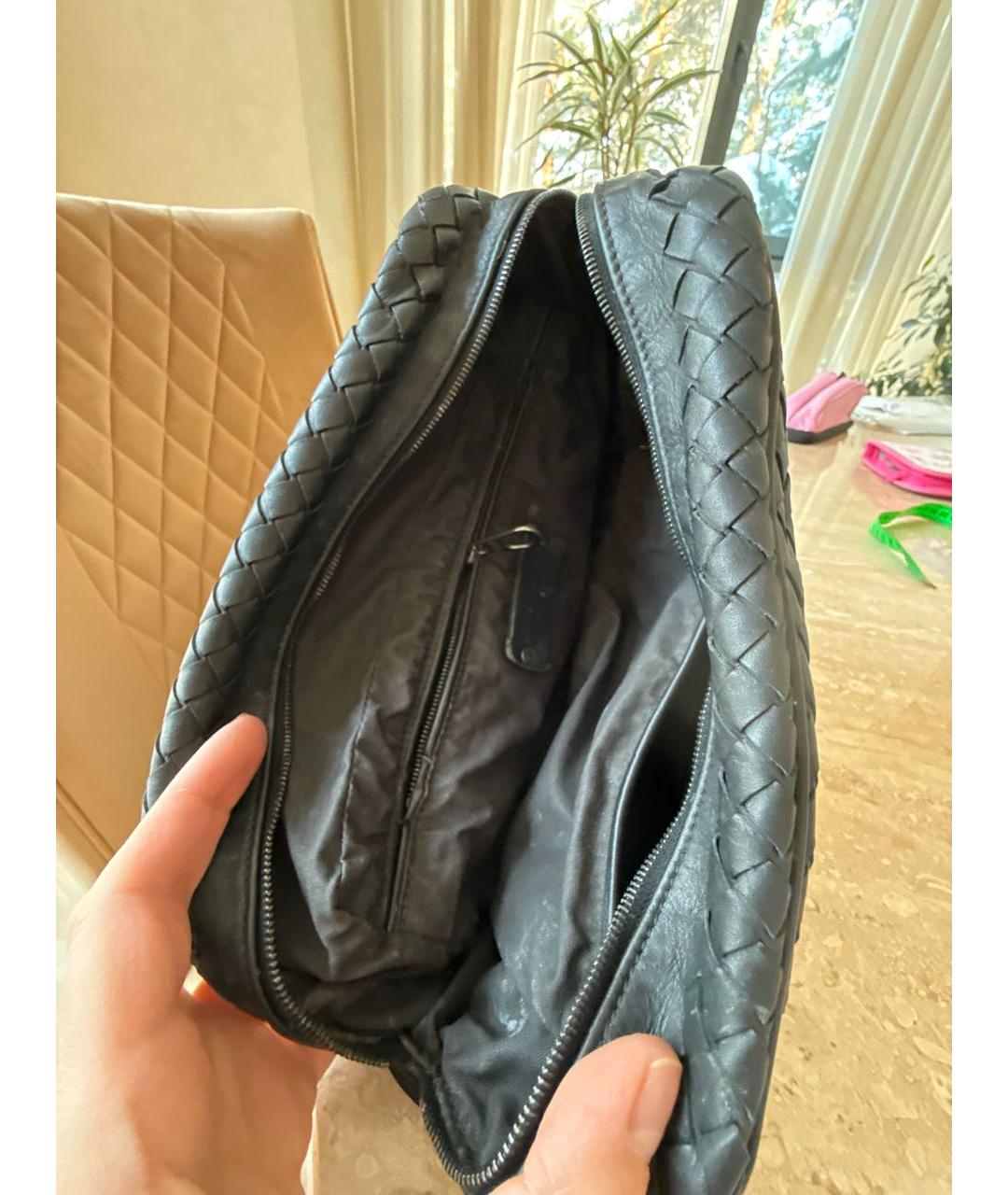 BOTTEGA VENETA Черная кожаная косметичка, фото 4