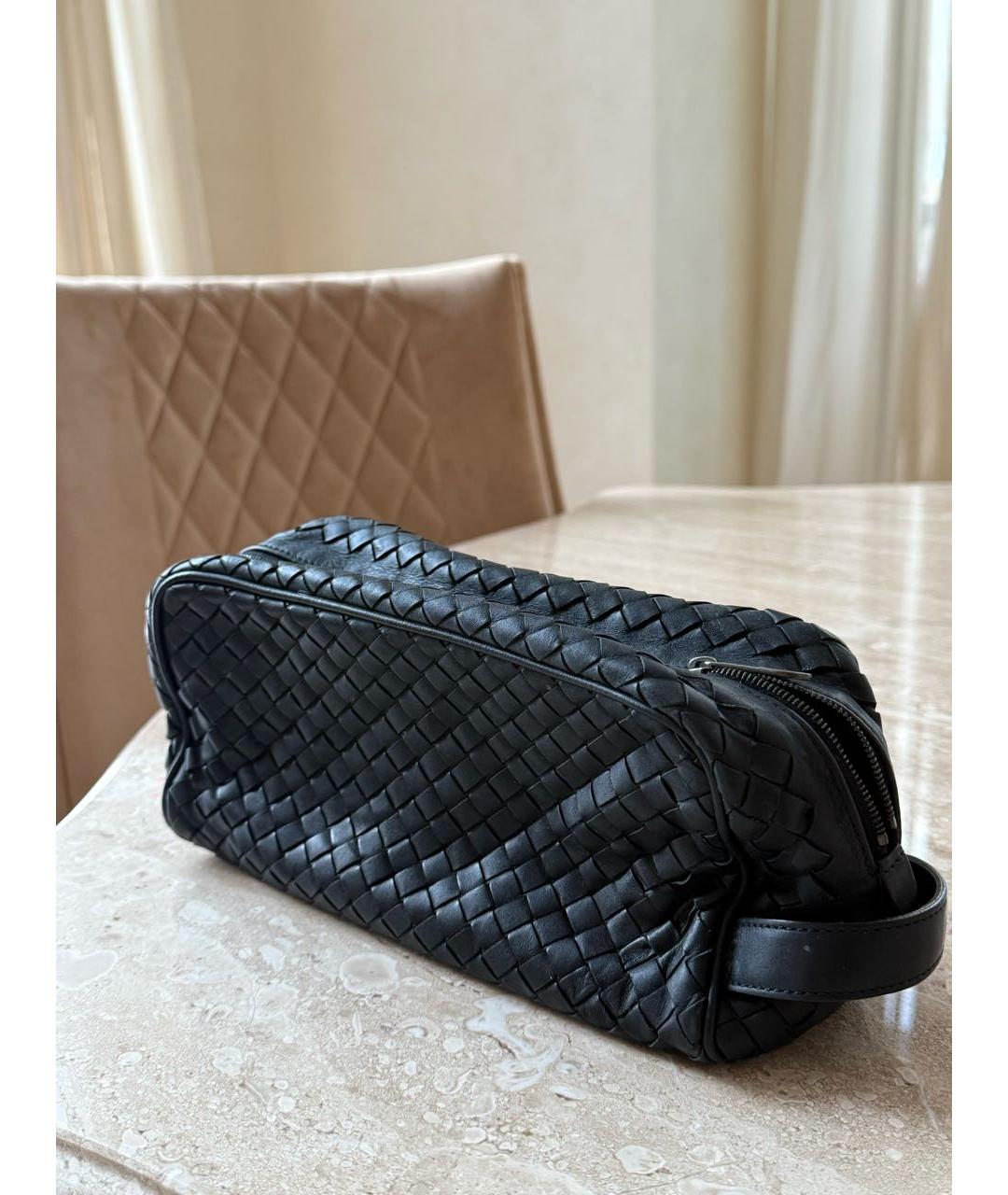 BOTTEGA VENETA Черная кожаная косметичка, фото 7