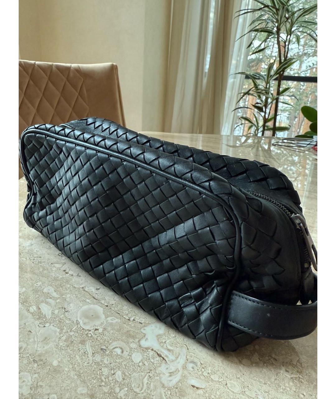 BOTTEGA VENETA Черная кожаная косметичка, фото 2