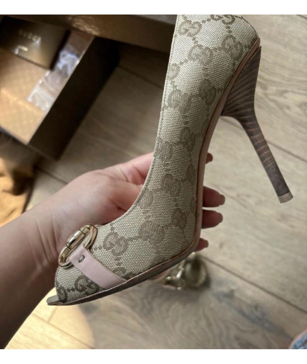 GUCCI Бежевые кожаные босоножки, фото 2