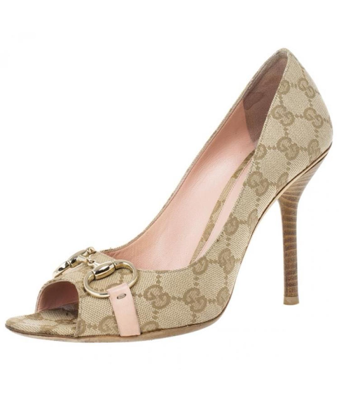 GUCCI Бежевые кожаные босоножки, фото 9