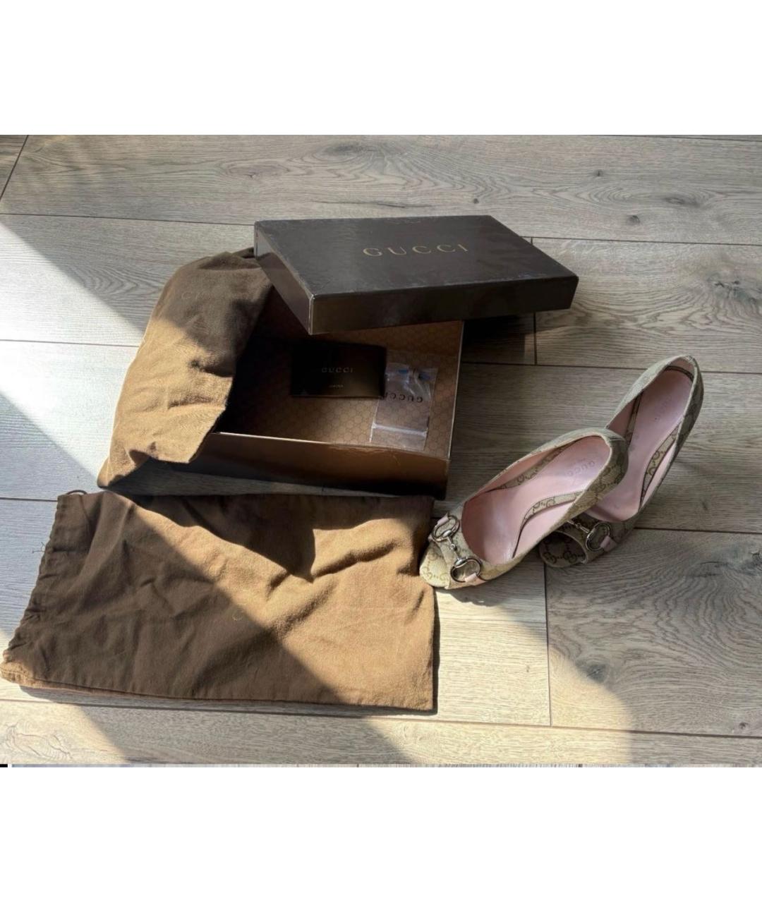 GUCCI Бежевые кожаные босоножки, фото 8