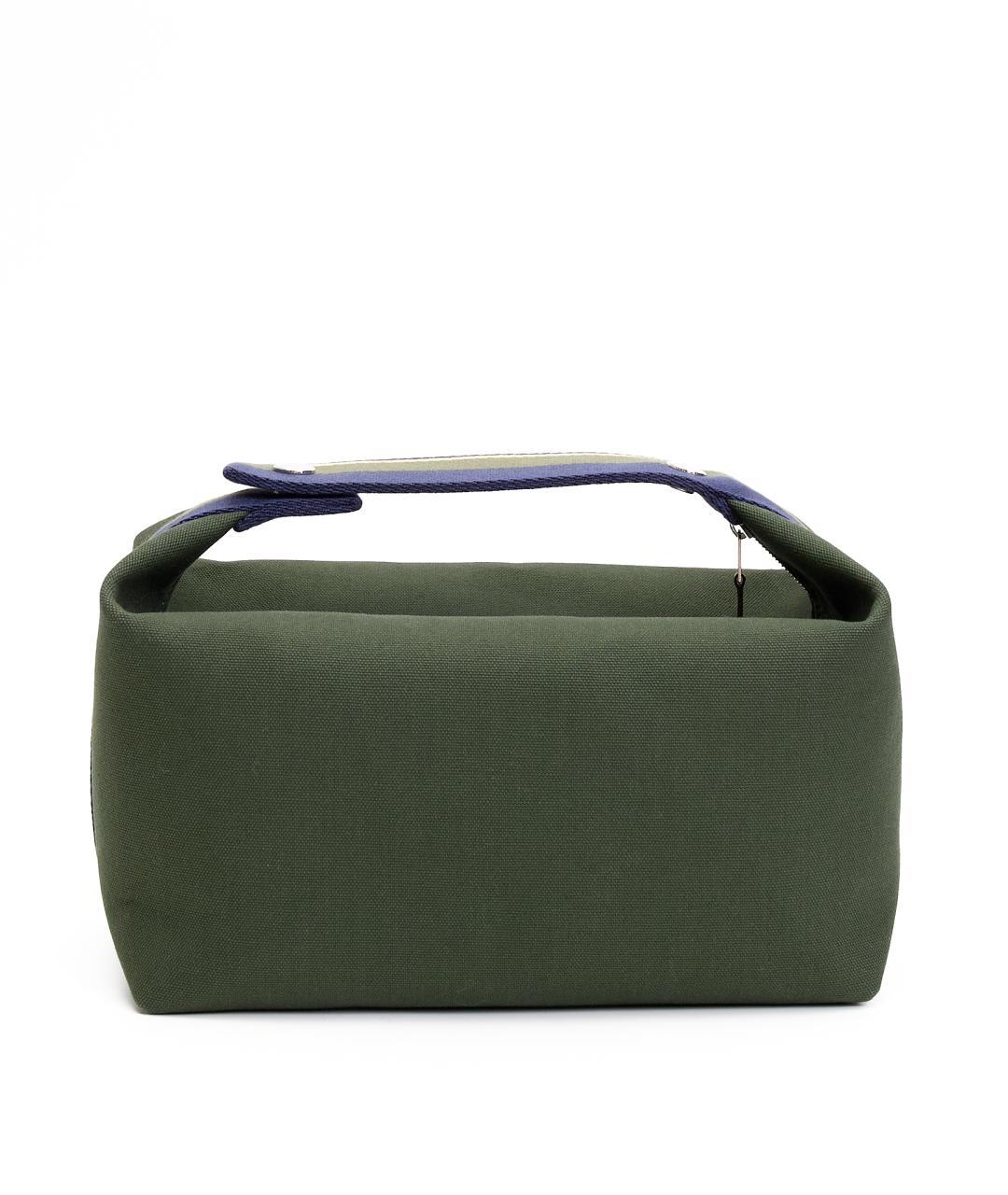 HERMES Хаки тканевая косметичка, фото 3