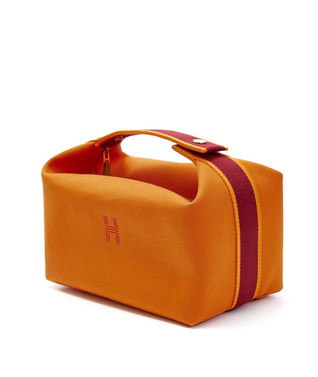 HERMES Оранжевая тканевая косметичка, фото 2