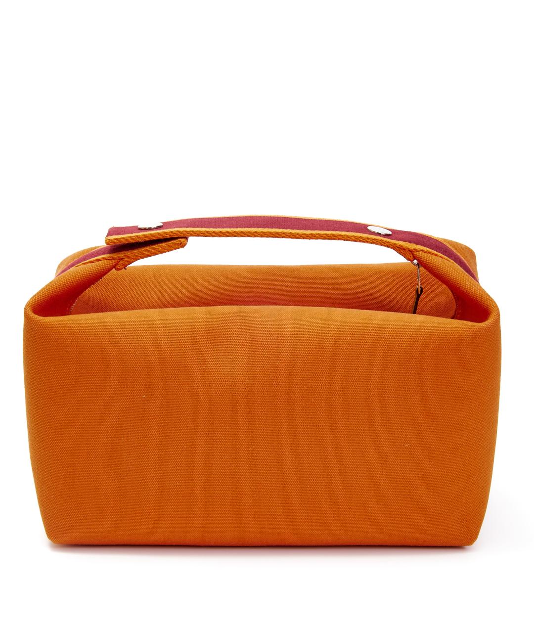 HERMES Оранжевая тканевая косметичка, фото 3
