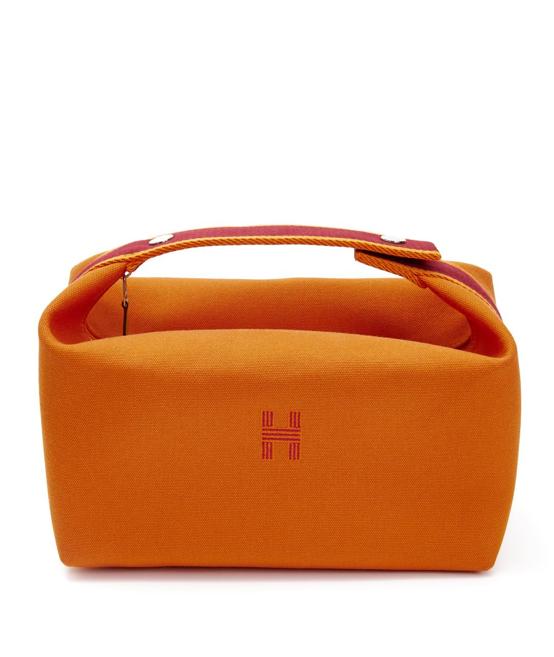 HERMES Оранжевая тканевая косметичка, фото 1