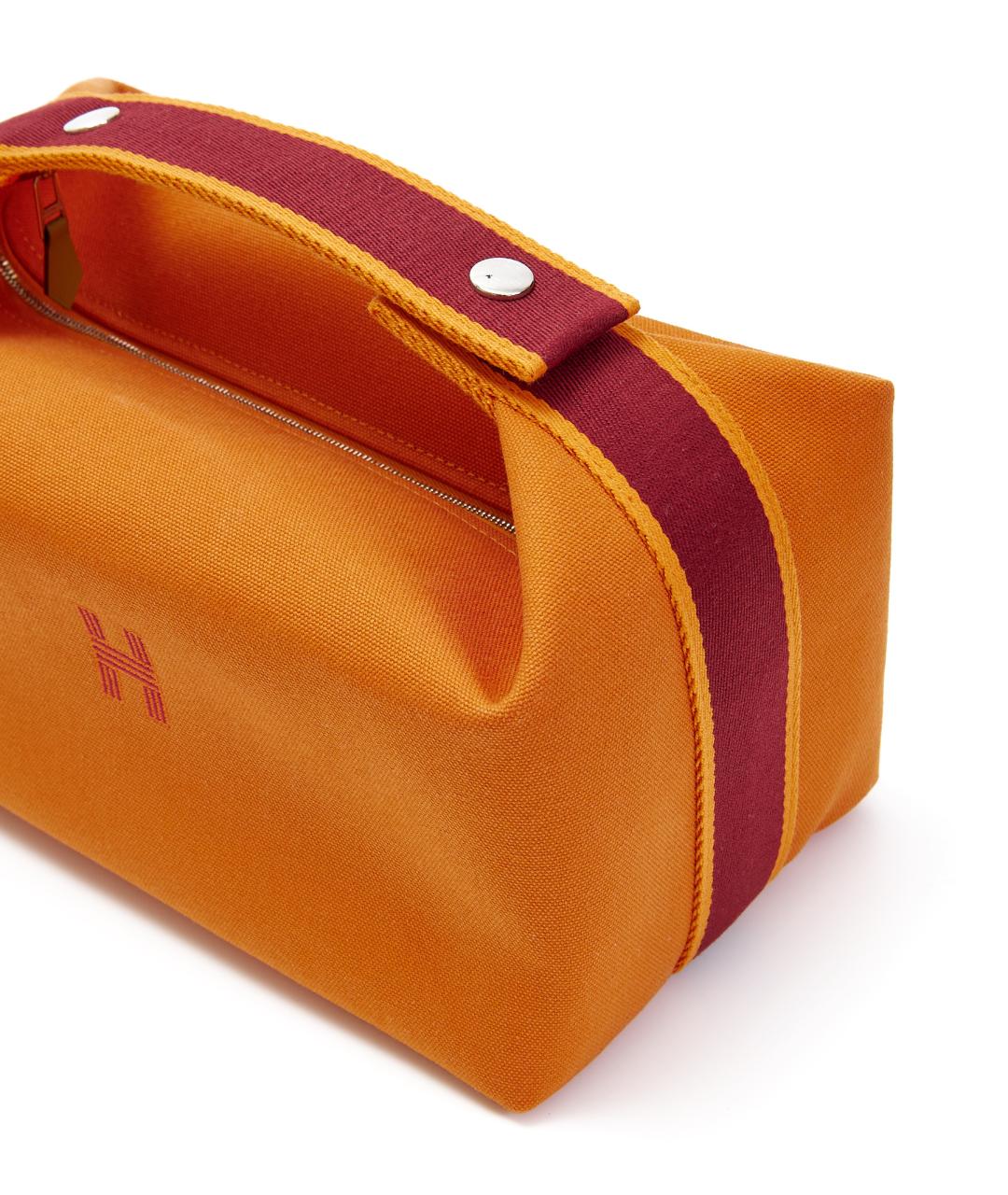 HERMES Оранжевая тканевая косметичка, фото 4