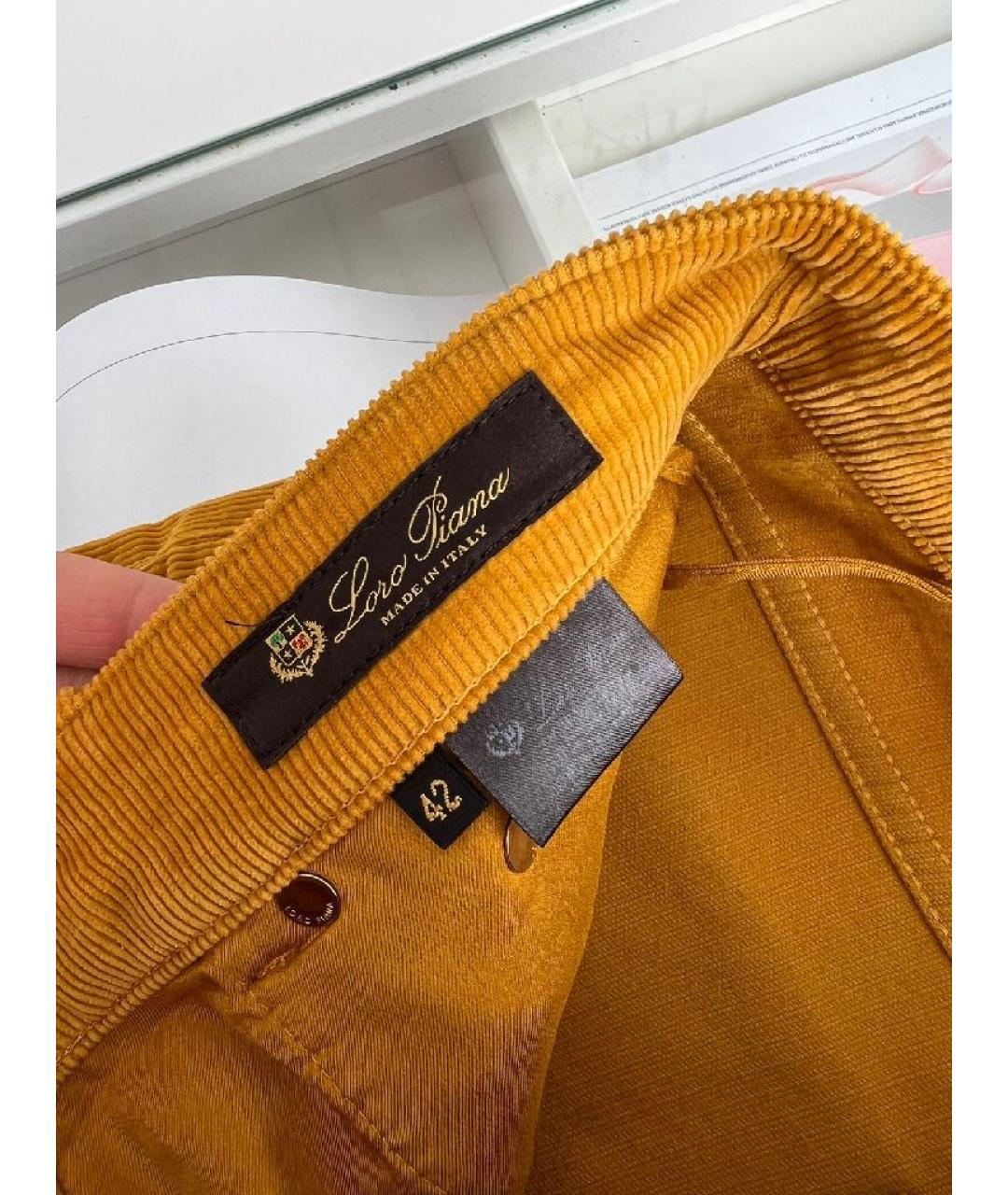 LORO PIANA Желтые брюки узкие, фото 4