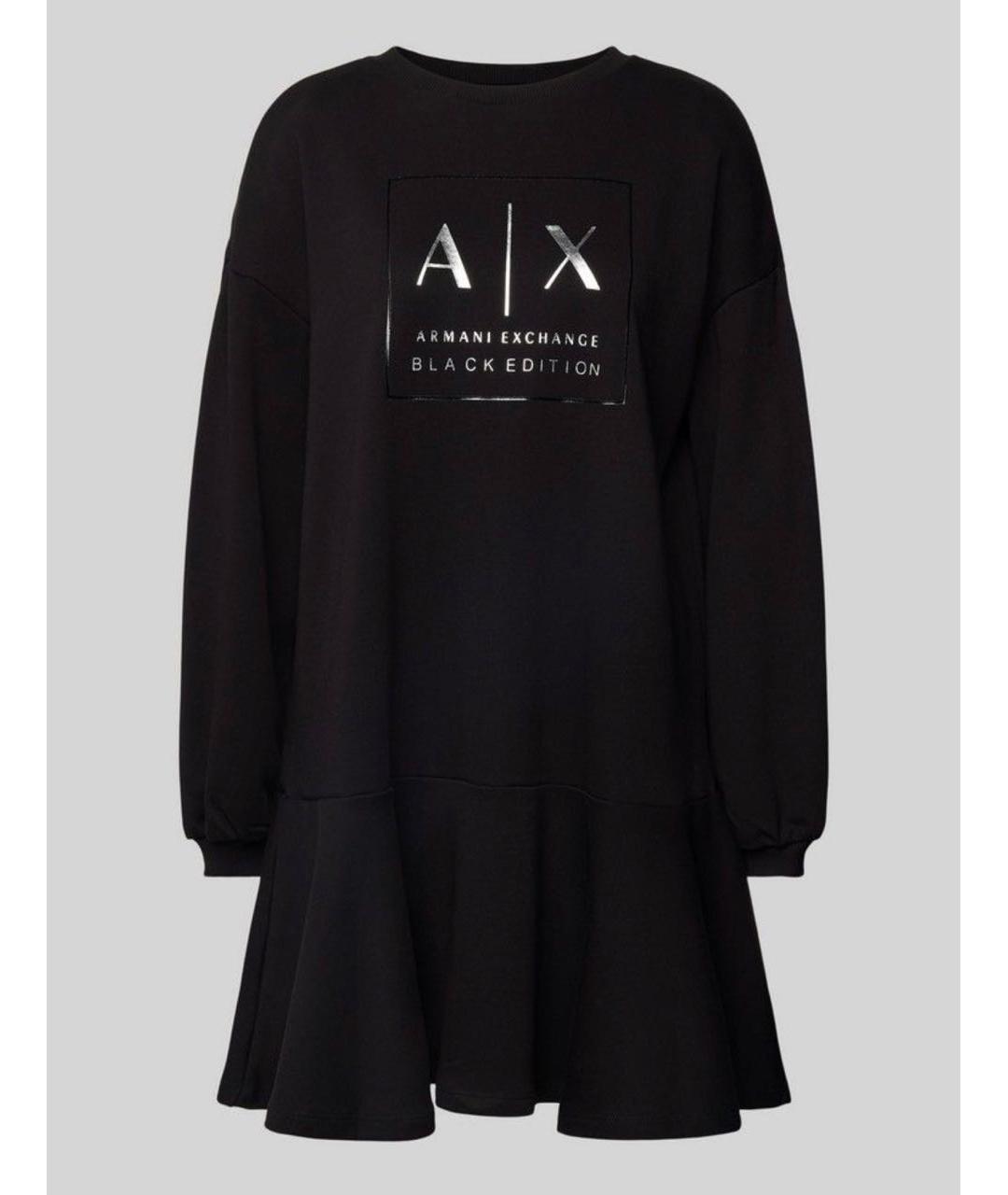 ARMANI EXCHANGE Черное хлопковое повседневное платье, фото 9