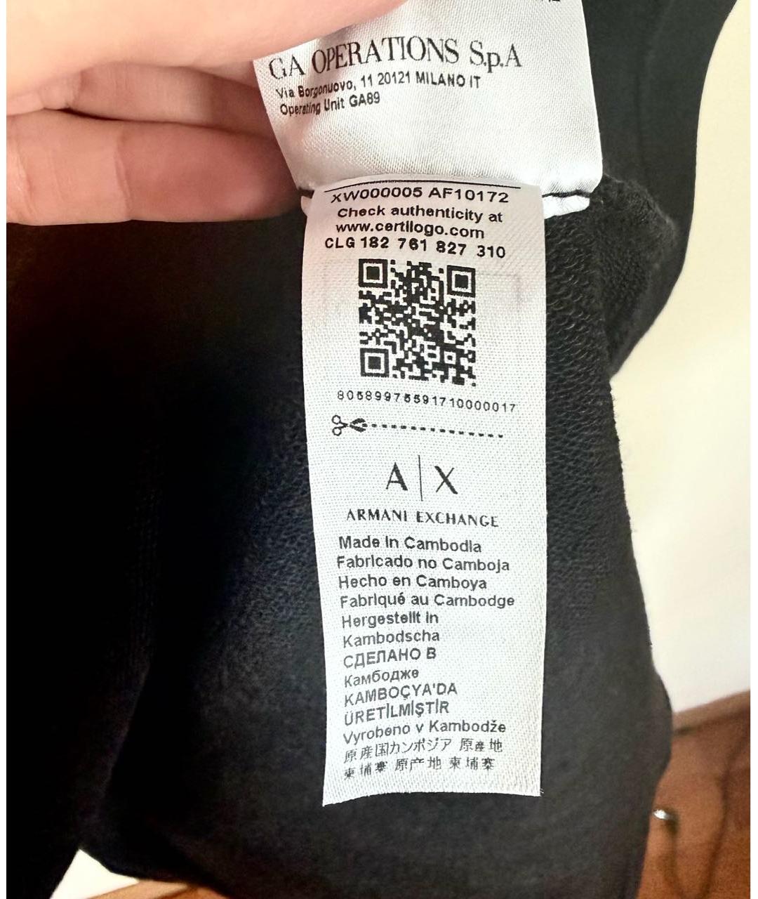 ARMANI EXCHANGE Черное хлопковое повседневное платье, фото 8