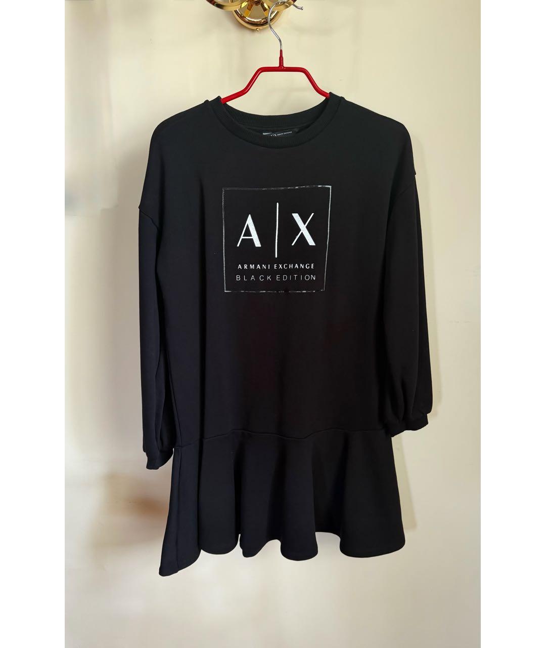 ARMANI EXCHANGE Черное хлопковое повседневное платье, фото 5