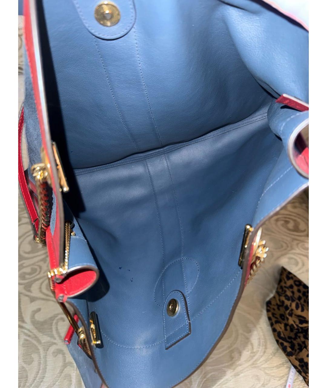 GUCCI Темно-синяя замшевая сумка тоут, фото 4