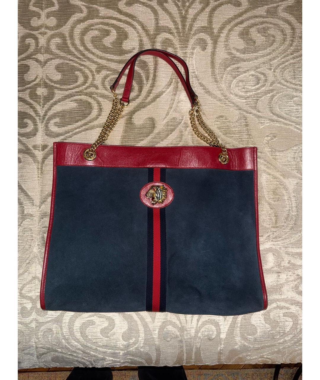 GUCCI Темно-синяя замшевая сумка тоут, фото 9