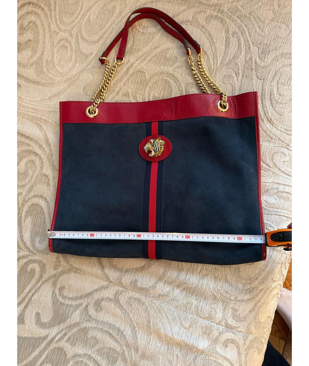 GUCCI Темно-синяя замшевая сумка тоут, фото 5