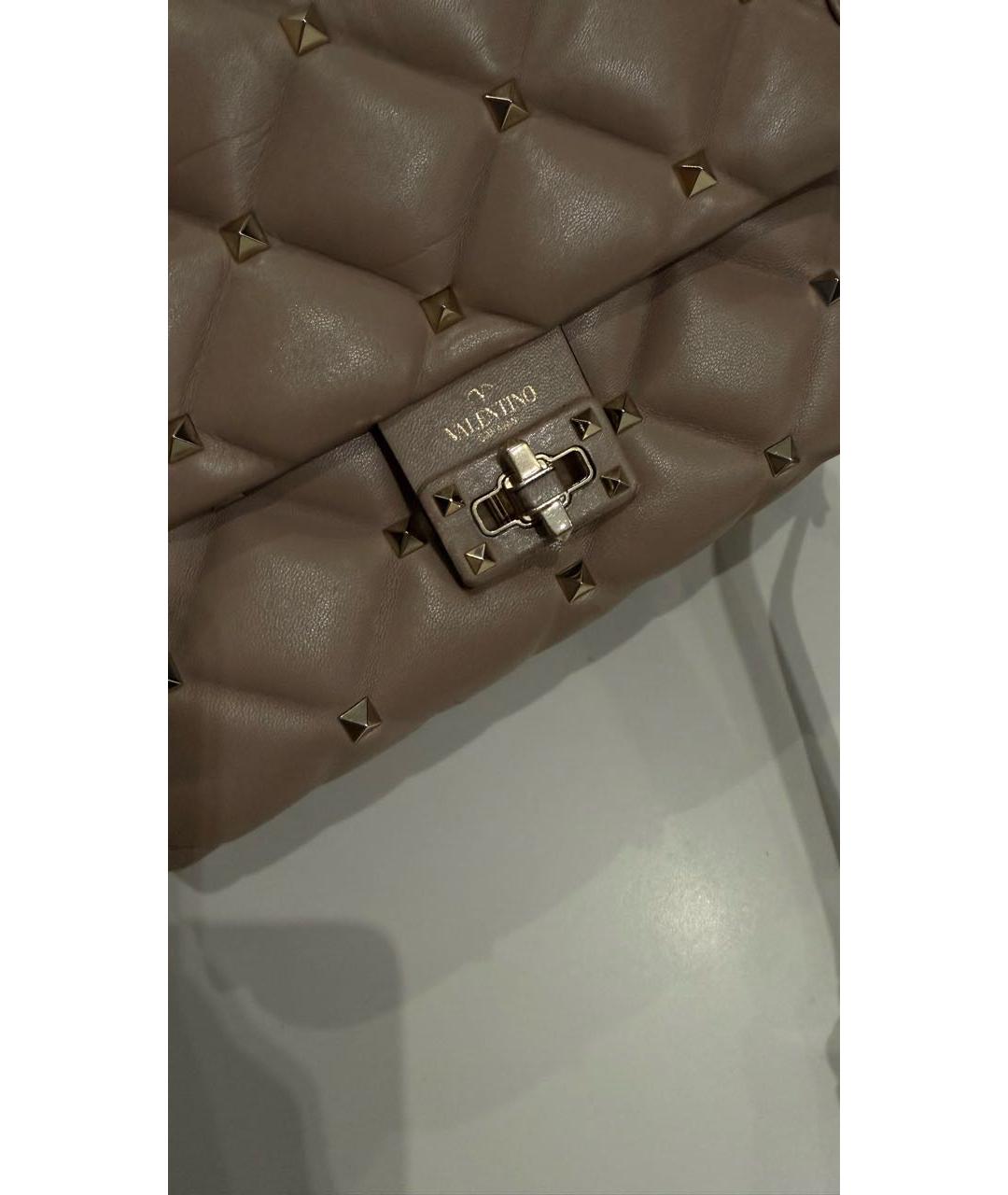 VALENTINO Бежевая кожаная сумка с короткими ручками, фото 5
