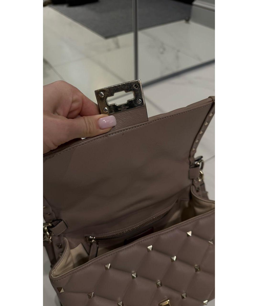 VALENTINO Бежевая кожаная сумка с короткими ручками, фото 7
