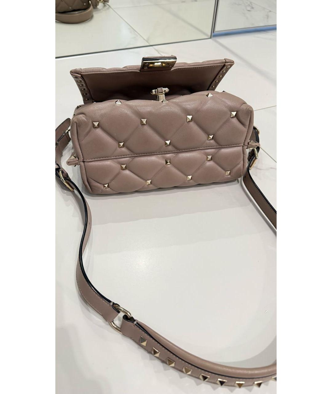 VALENTINO Бежевая кожаная сумка с короткими ручками, фото 8