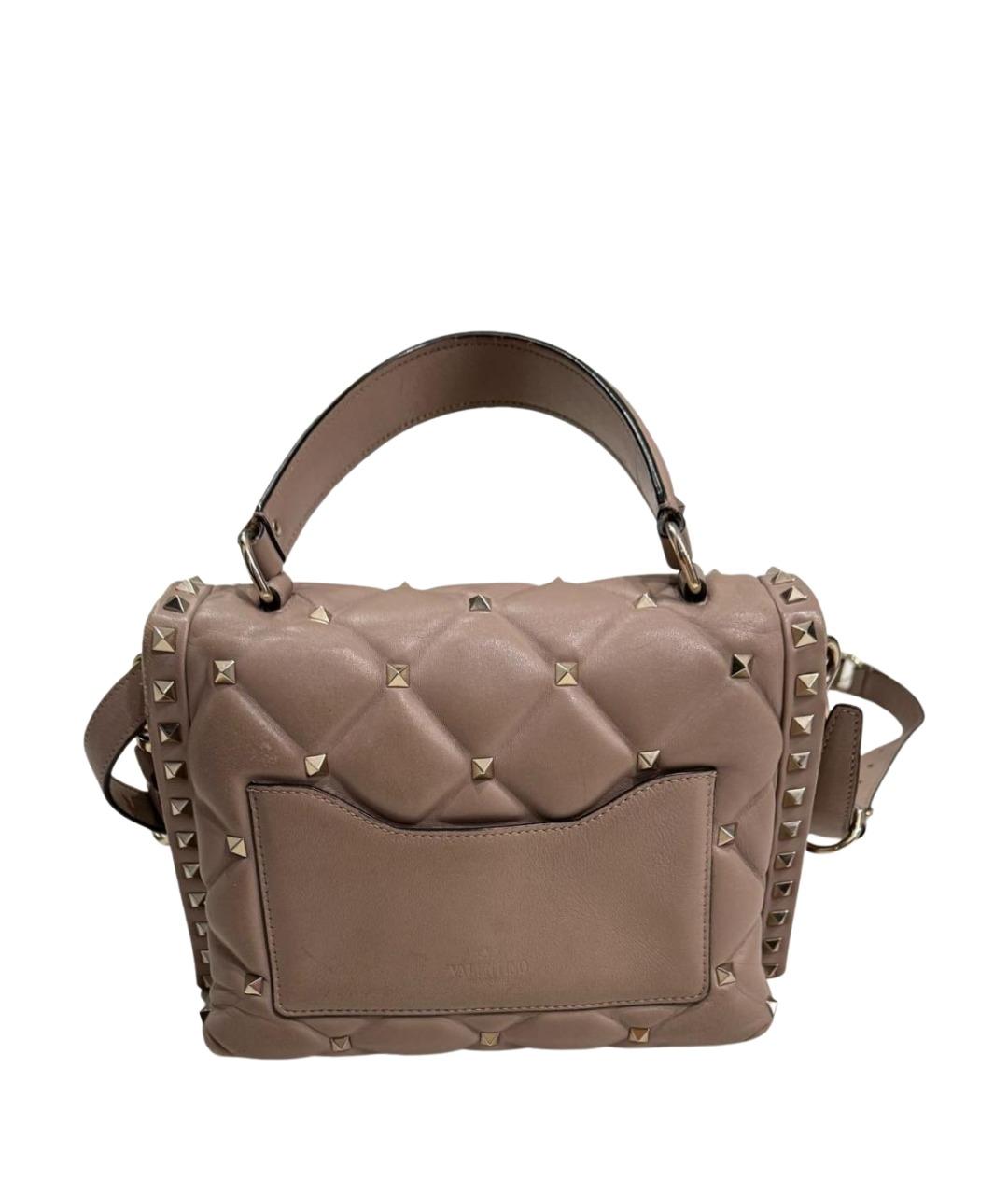 VALENTINO Бежевая кожаная сумка с короткими ручками, фото 3