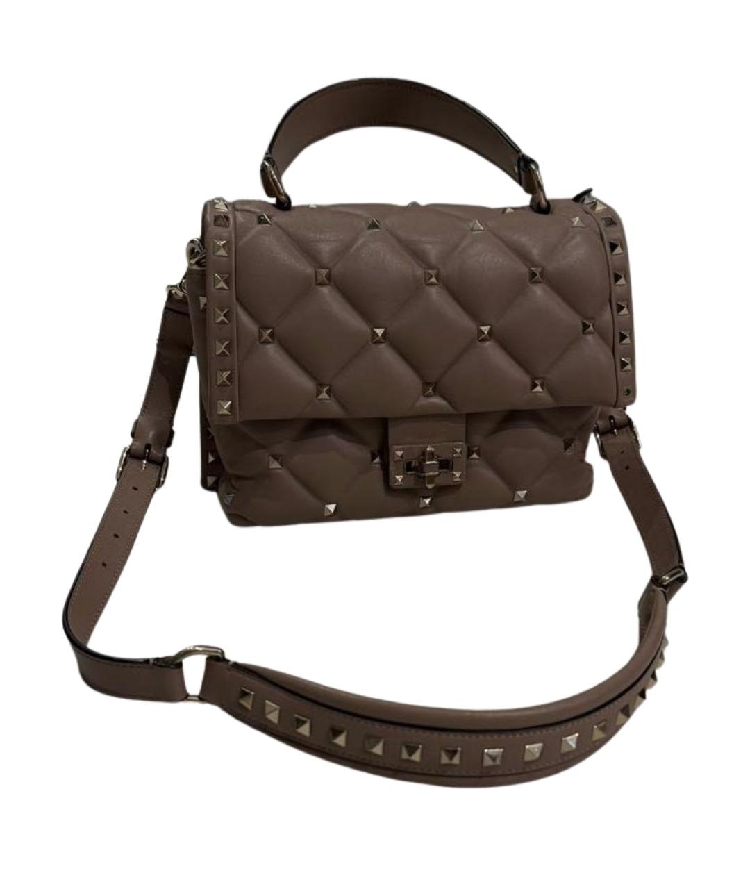 VALENTINO Бежевая кожаная сумка с короткими ручками, фото 1