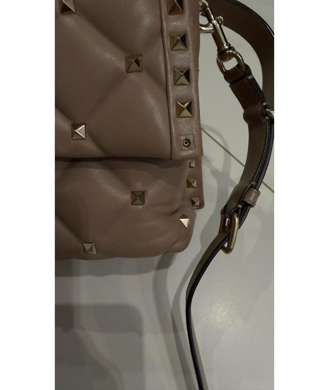VALENTINO Бежевая кожаная сумка с короткими ручками, фото 6