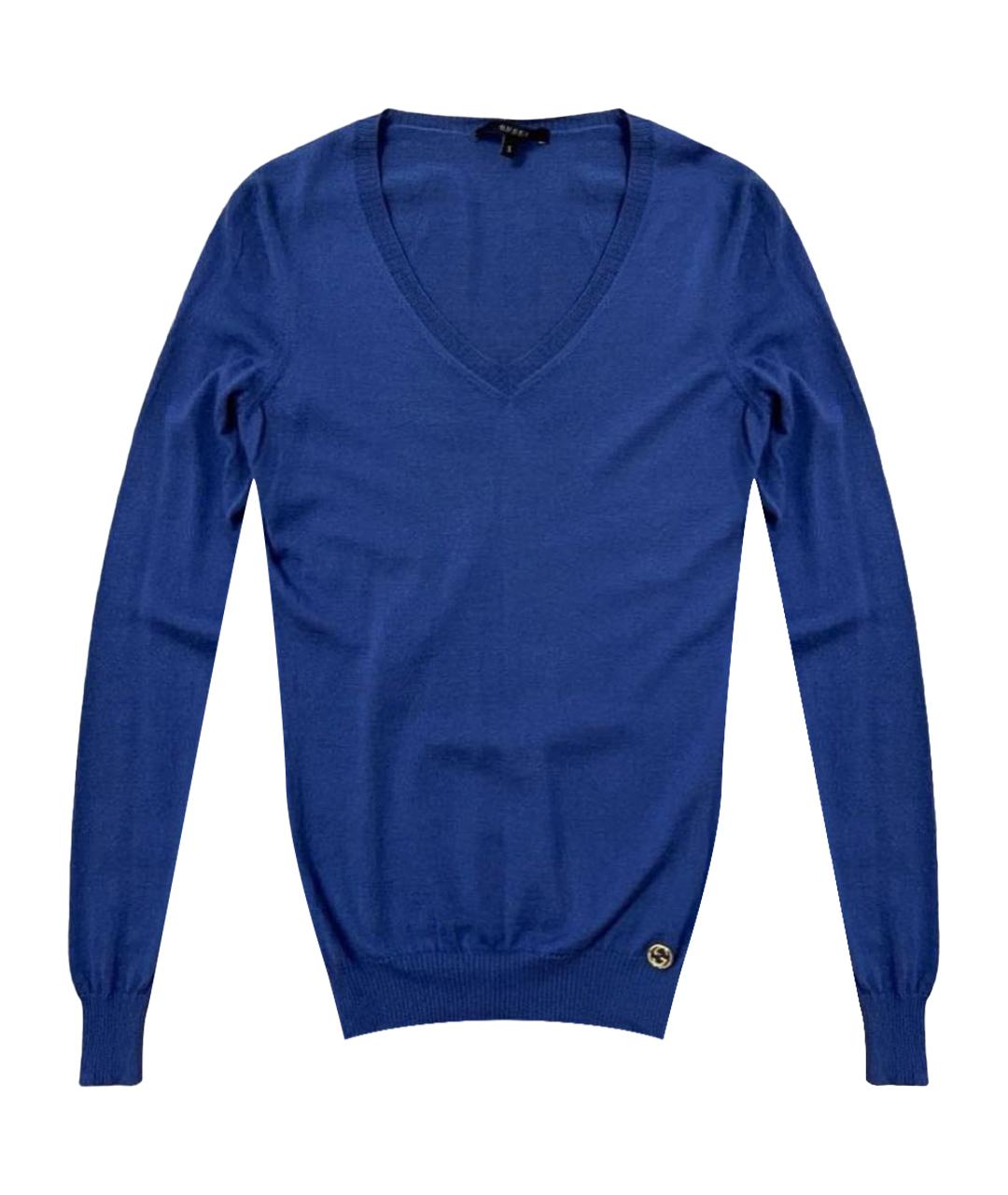 GUCCI Синий шерстяной джемпер / свитер, фото 1