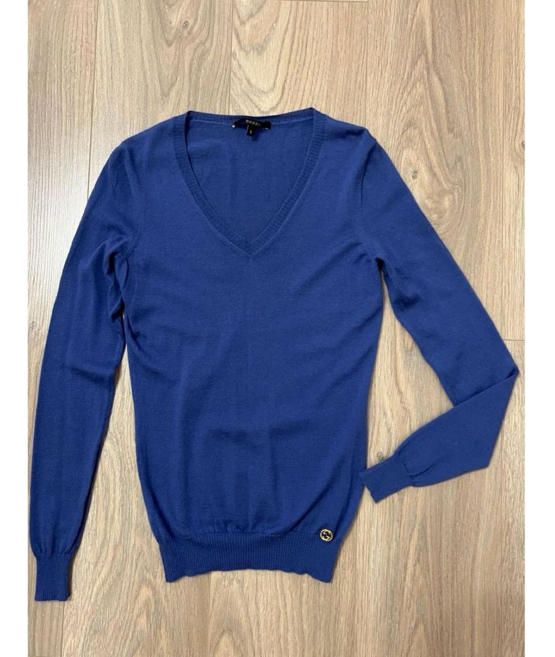 GUCCI Синий шерстяной джемпер / свитер, фото 5