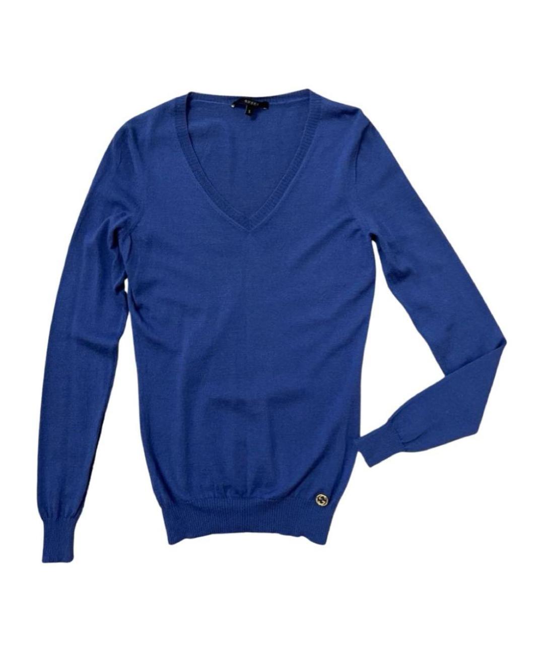 GUCCI Синий шерстяной джемпер / свитер, фото 8