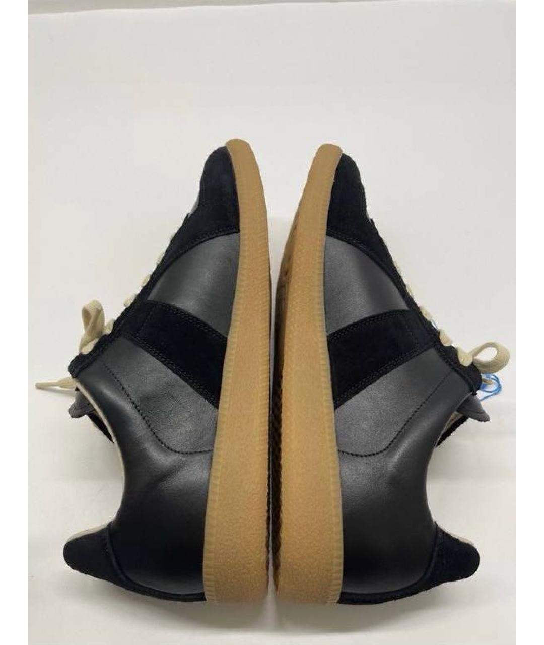 MAISON MARGIELA Черные кожаные низкие кроссовки / кеды, фото 2