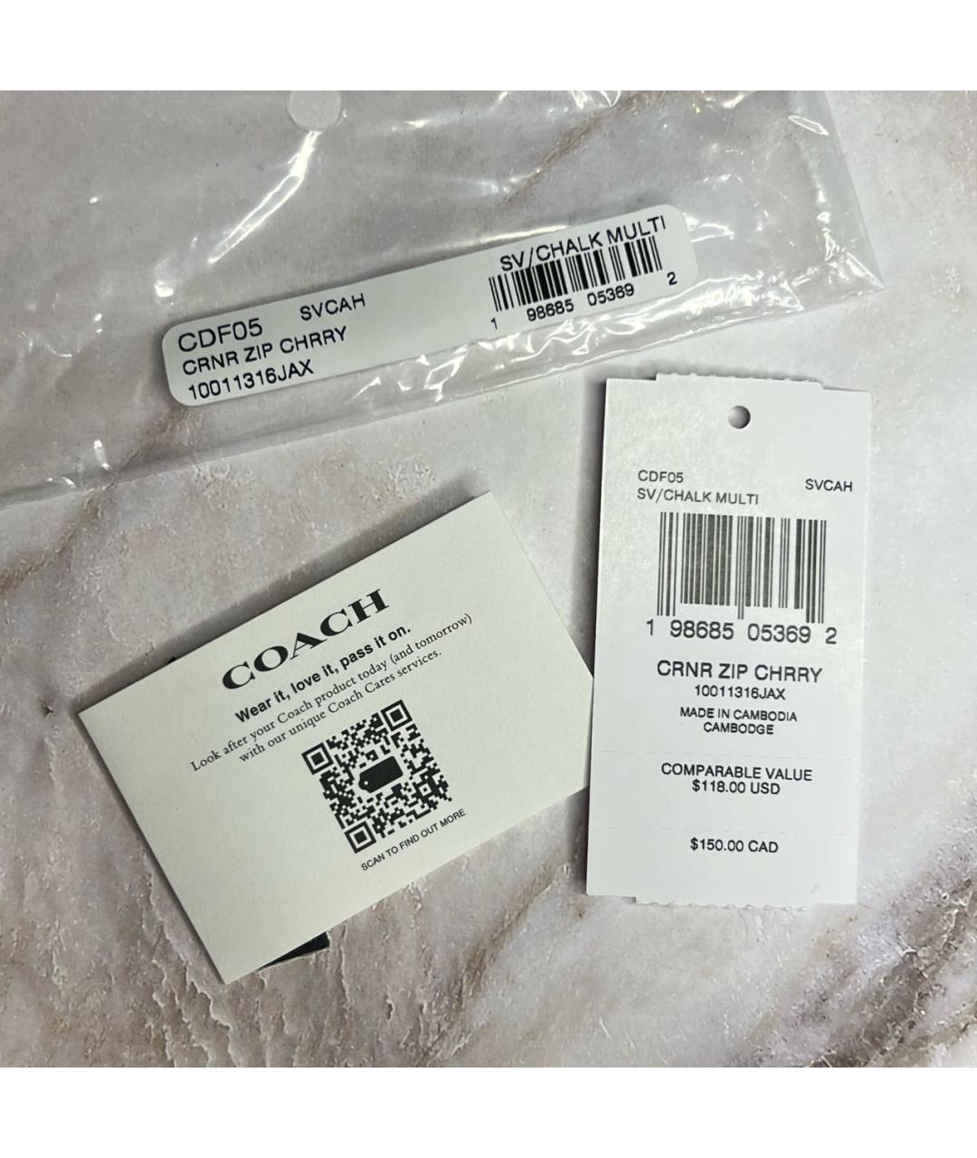 COACH Белый кожаный кошелек, фото 6