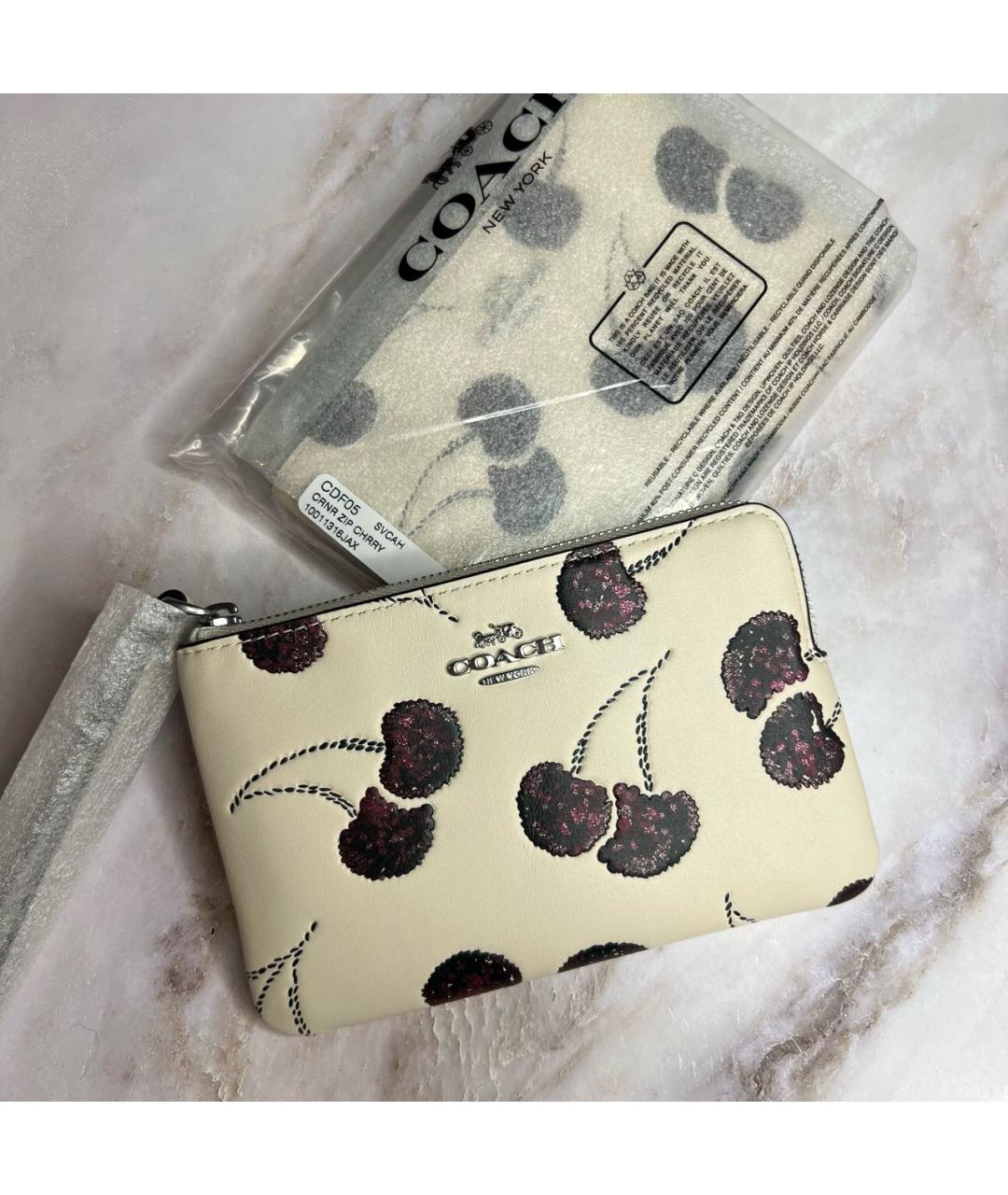 COACH Белый кожаный кошелек, фото 3