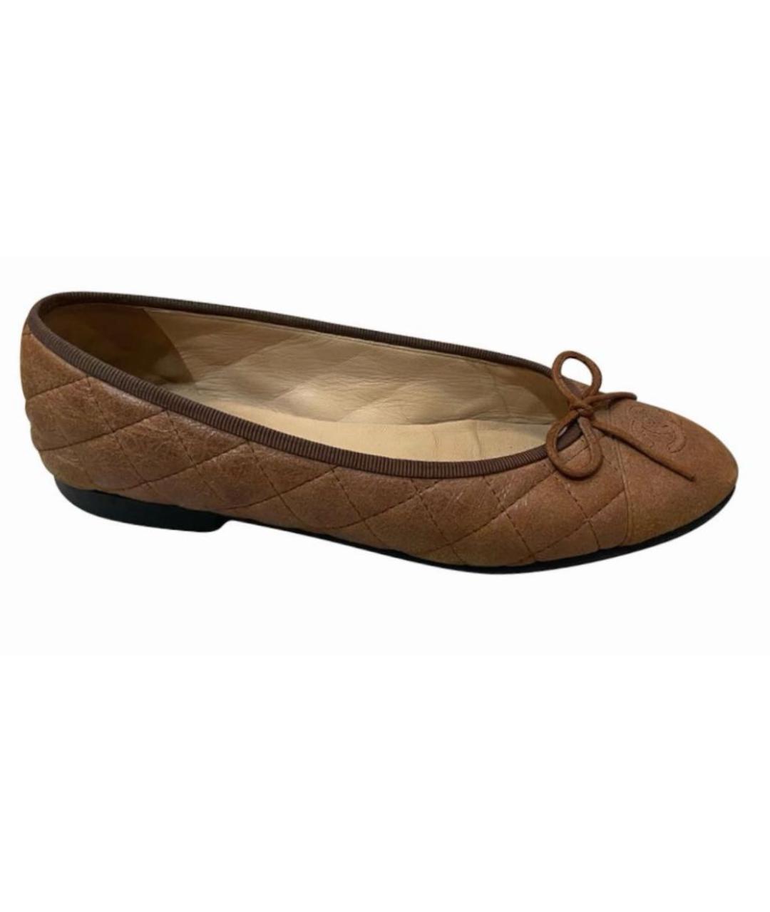 CHANEL Коричневые кожаные балетки, фото 4
