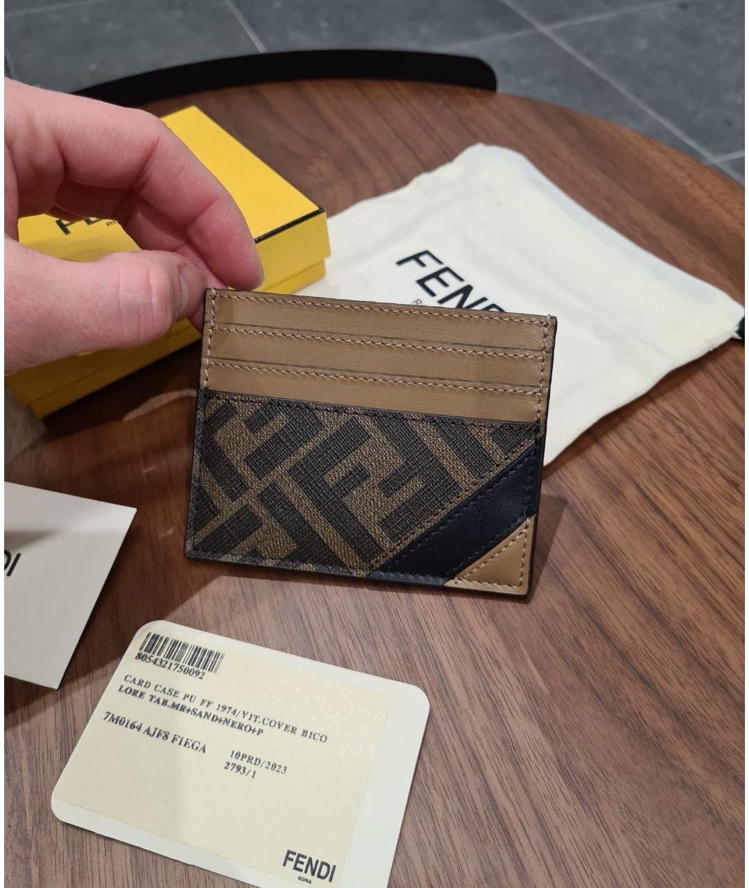 FENDI Коричневый кожаный кардхолдер, фото 3
