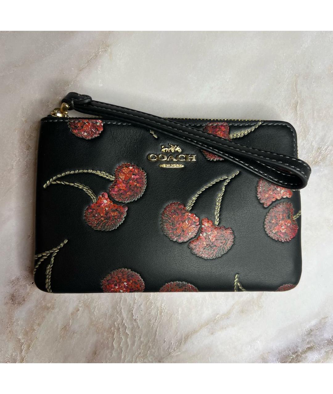 COACH Черный кожаный кошелек, фото 4