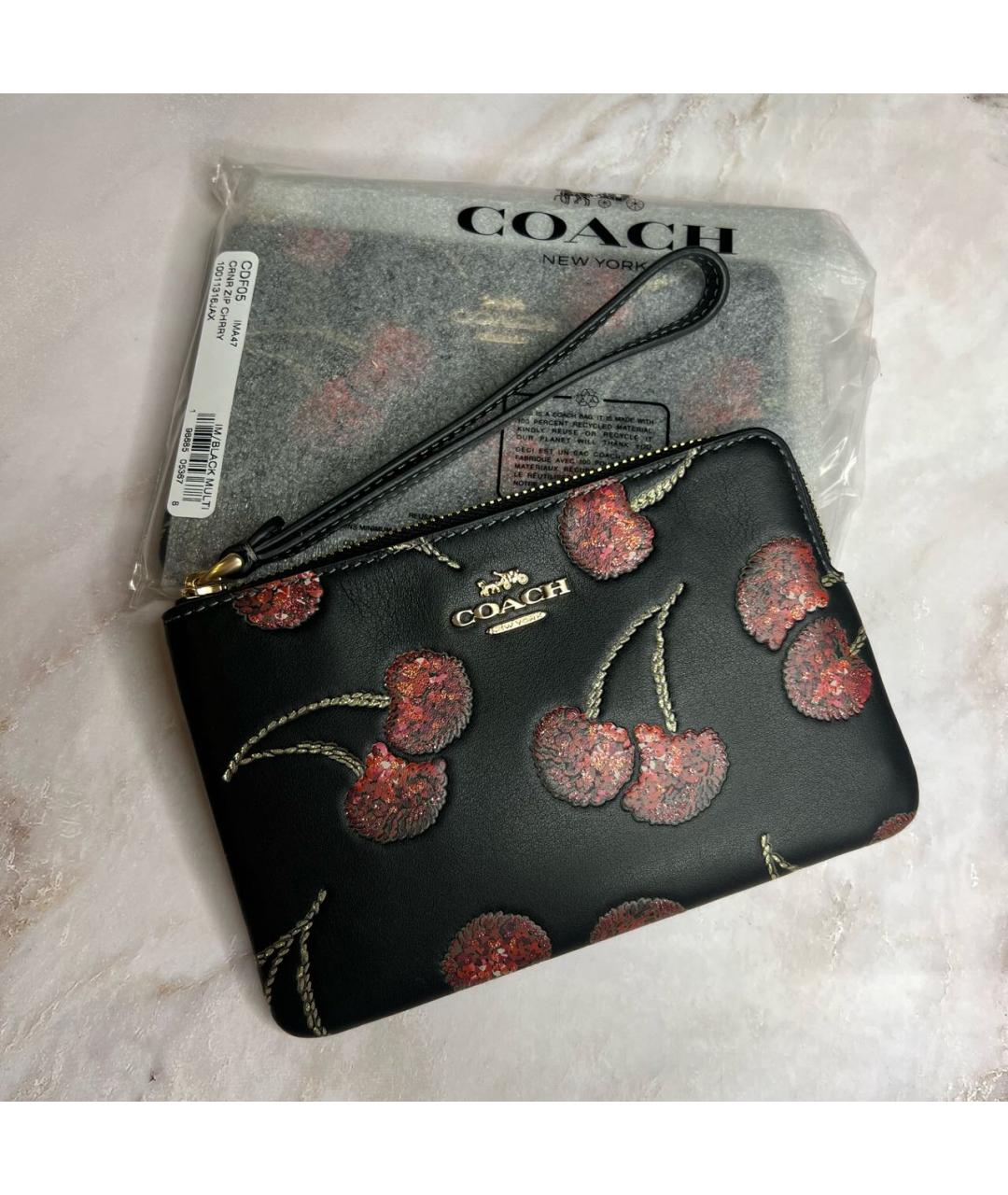 COACH Черный кожаный кошелек, фото 2