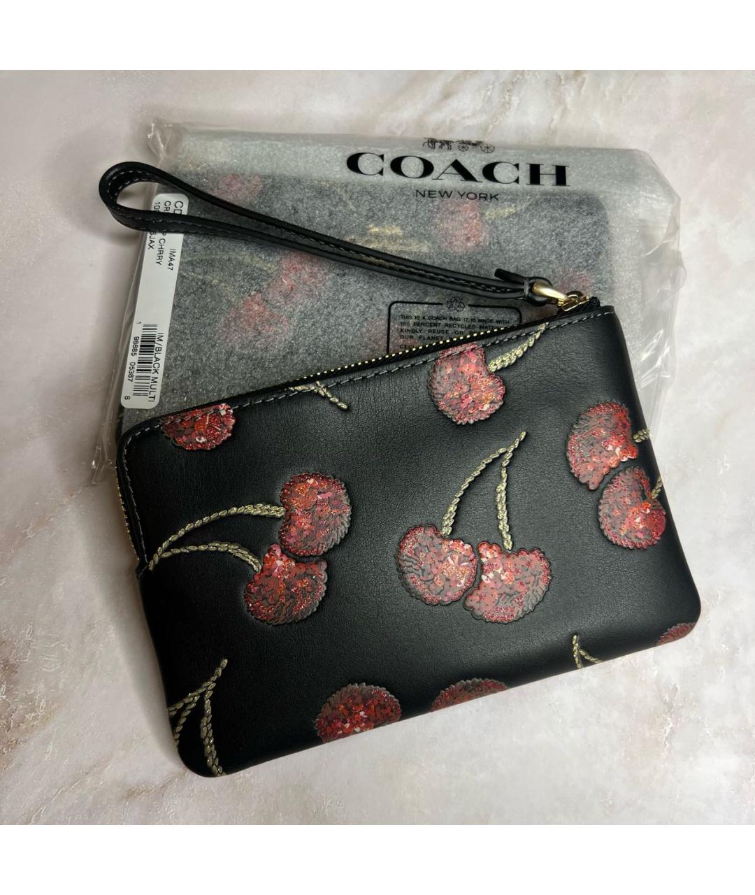 COACH Черный кожаный кошелек, фото 3