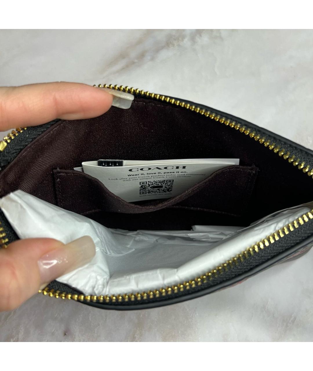 COACH Черный кожаный кошелек, фото 5