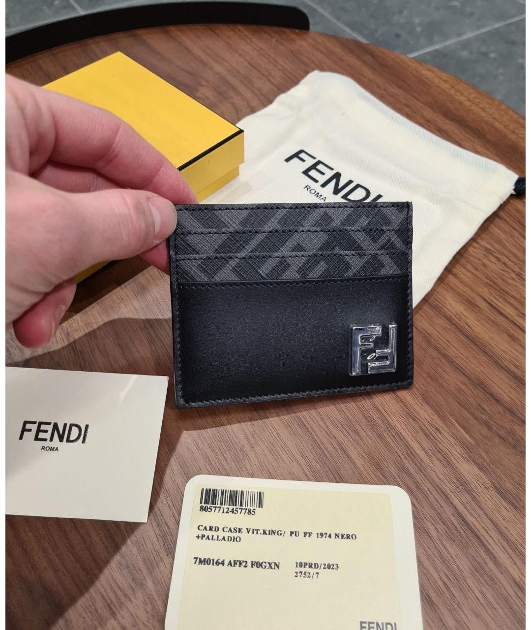 FENDI Черный кожаный кардхолдер, фото 3